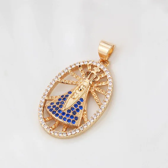 Wholesale Vintage Religious Virgin Mary Pendant Necklace 18K Gold Plated DIY Jewelry Accessories