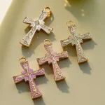Wholesale Stainless Steel Rhinestone Cross Pendant Charm Necklace DIY Jewelry Accessories Unisex - Image 2