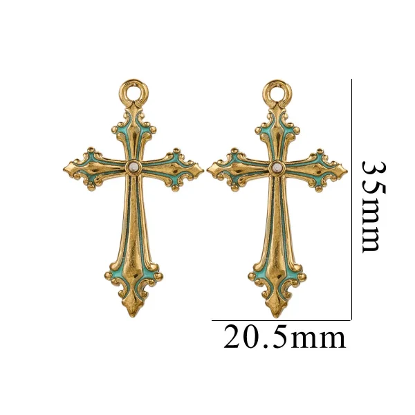 Wholesale Stainless Steel Rhinestone Cross Pendant Charm Necklace DIY Jewelry Accessories Unisex