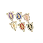 Hot-Selling Three-Way Religious Bracelet Necklace Center Piece Virgin Mary Colorful Inlaid Oval Holiday Gift Alloy Jewelry