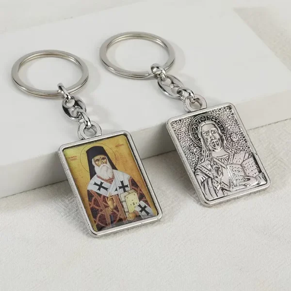 Retro Electroplating Keychain Accessories Metal Embossed Epoxy Creative Russia Design Religious Pendant Accessories Whol