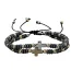 Trendy Fashion Unisex Hematite Cross Gold Silver Beaded Adjustable Bangles Black Ironstone Beads Bracelet Couple Gift