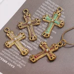 Wholesale Stainless Steel Rhinestone Cross Pendant Charm Necklace DIY Jewelry Accessories Unisex