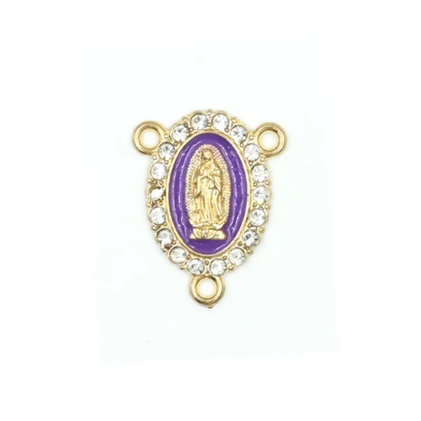 Hot-Selling Three-Way Religious Bracelet Necklace Center Piece Virgin Mary Colorful Inlaid Oval Holiday Gift Alloy Jewel