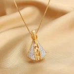 Wholesale Copper Alloy Virgin Mary Pendant Necklace Colorful Zircon Vintage Religious Jewelry - Image 3