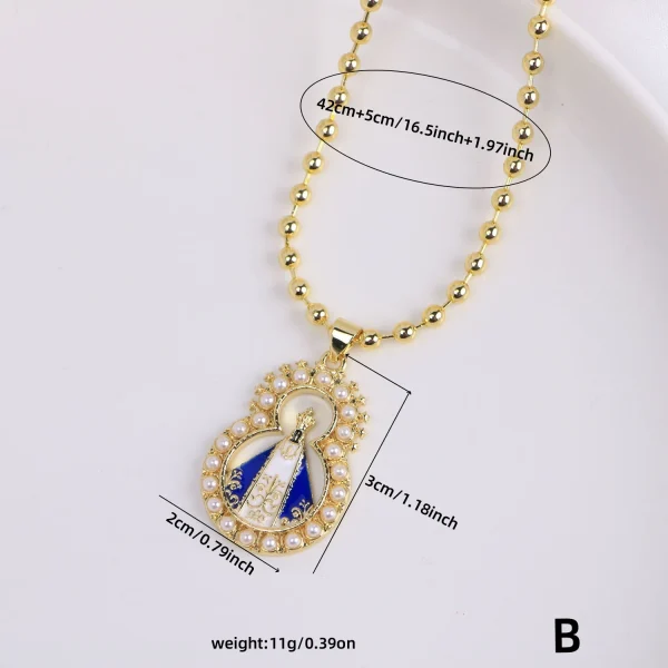Wholesale 18K Gold Plated Zinc Alloy Rhinestone Crown Pendant Necklace Religious Pearl Jewelry Christmas Gift