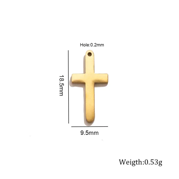 Wholesale Stainless Steel Gold Plated Cross Pendant Charm DIY Bracelet Necklace Jewelry Accessories