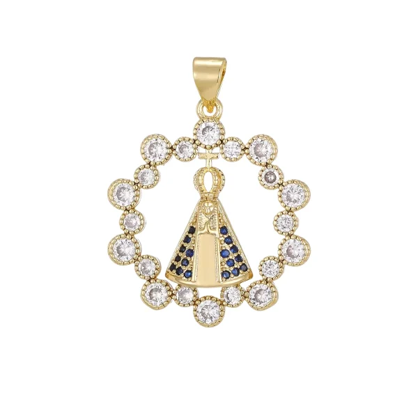 Wholesale Zinc Alloy Rhinestone Virgin Mary Pendant Charm Necklace DIY Jewelry Accessories Unisex