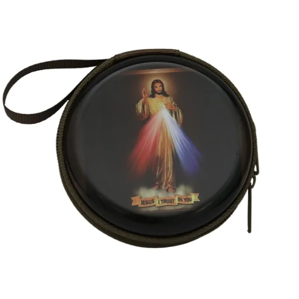 Catholic Rosary Box Pendant BoxCoin Purse Packaging Tin BoxStorage Case, Zipper Bag Luggage Charm