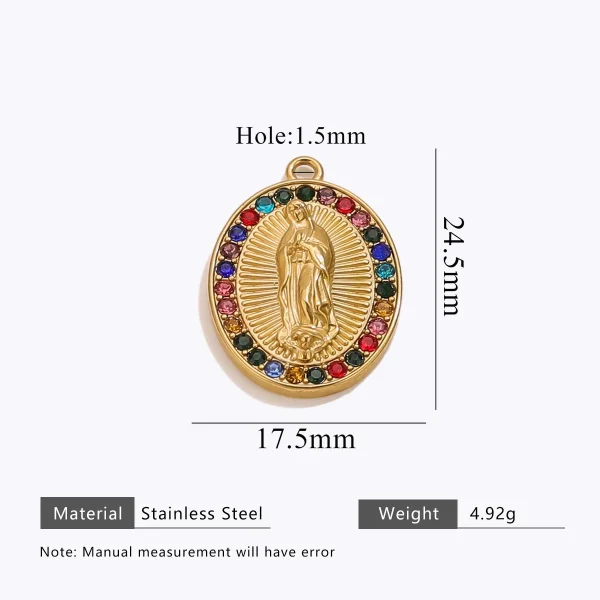 Wholesale Stainless Steel Gold Plated Colorful Rhinestone Oval Pendant Charm Set Vintage DIY Jewelry Accessories