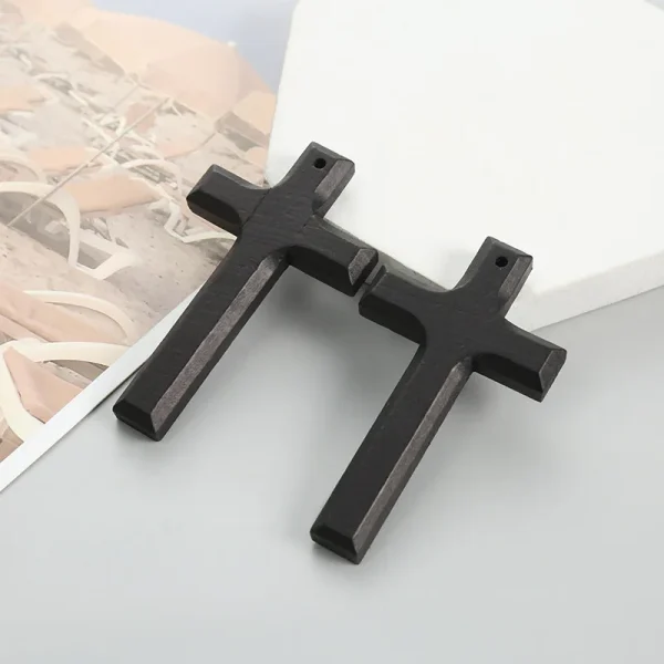 Vintage Handmade Double-Layer Wooden Cross Pendant Unisex Long Style Necklace Couples Bamboo Sweater Chain Car Hanging O