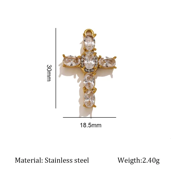 Wholesale Zinc Alloy Rhinestone Cross Pendant Charm Necklace DIY Jewelry Accessories Punk European American Style
