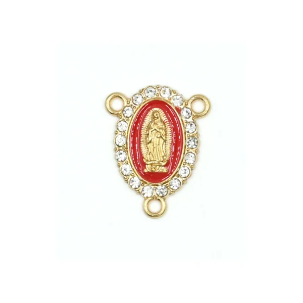 Hot-Selling Three-Way Religious Bracelet Necklace Center Piece Virgin Mary Colorful Inlaid Oval Holiday Gift Alloy Jewel