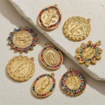 Wholesale Stainless Steel Gold Plated Colorful Rhinestone Oval Pendant Charm Set Vintage DIY Jewelry Accessories - Image 3