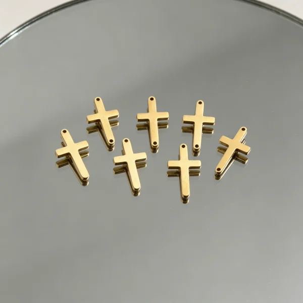 Wholesale Stainless Steel Gold Plated Cross Pendant Charm DIY Bracelet Necklace Jewelry Accessories