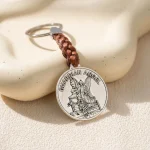 Wholesale Zinc Alloy Guardian Angel Keychain Leather Hanging Ring Accessory Catholic Gift - Image 3