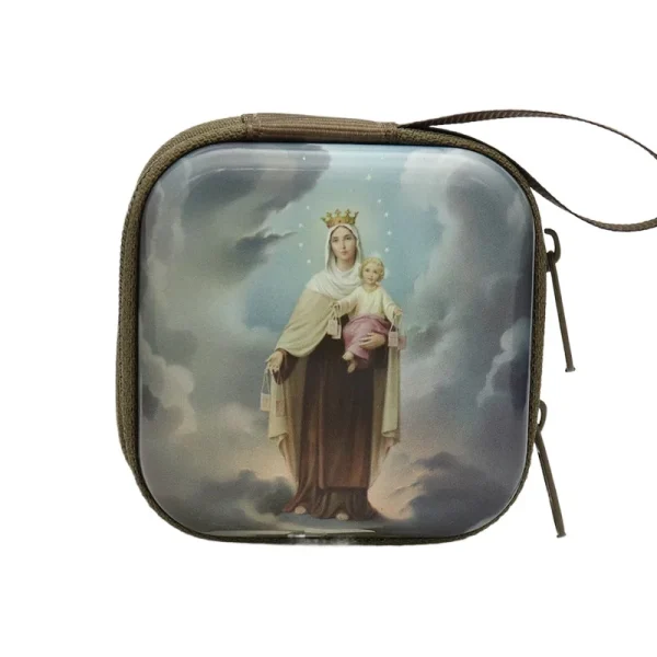 Catholic Rosary Box Pendant BoxCoin Purse Packaging Tin BoxStorage Case, Zipper Bag Luggage Charm