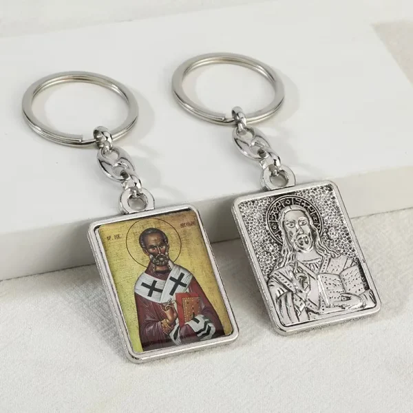 Retro Electroplating Keychain Accessories Metal Embossed Epoxy Creative Russia Design Religious Pendant Accessories Whol