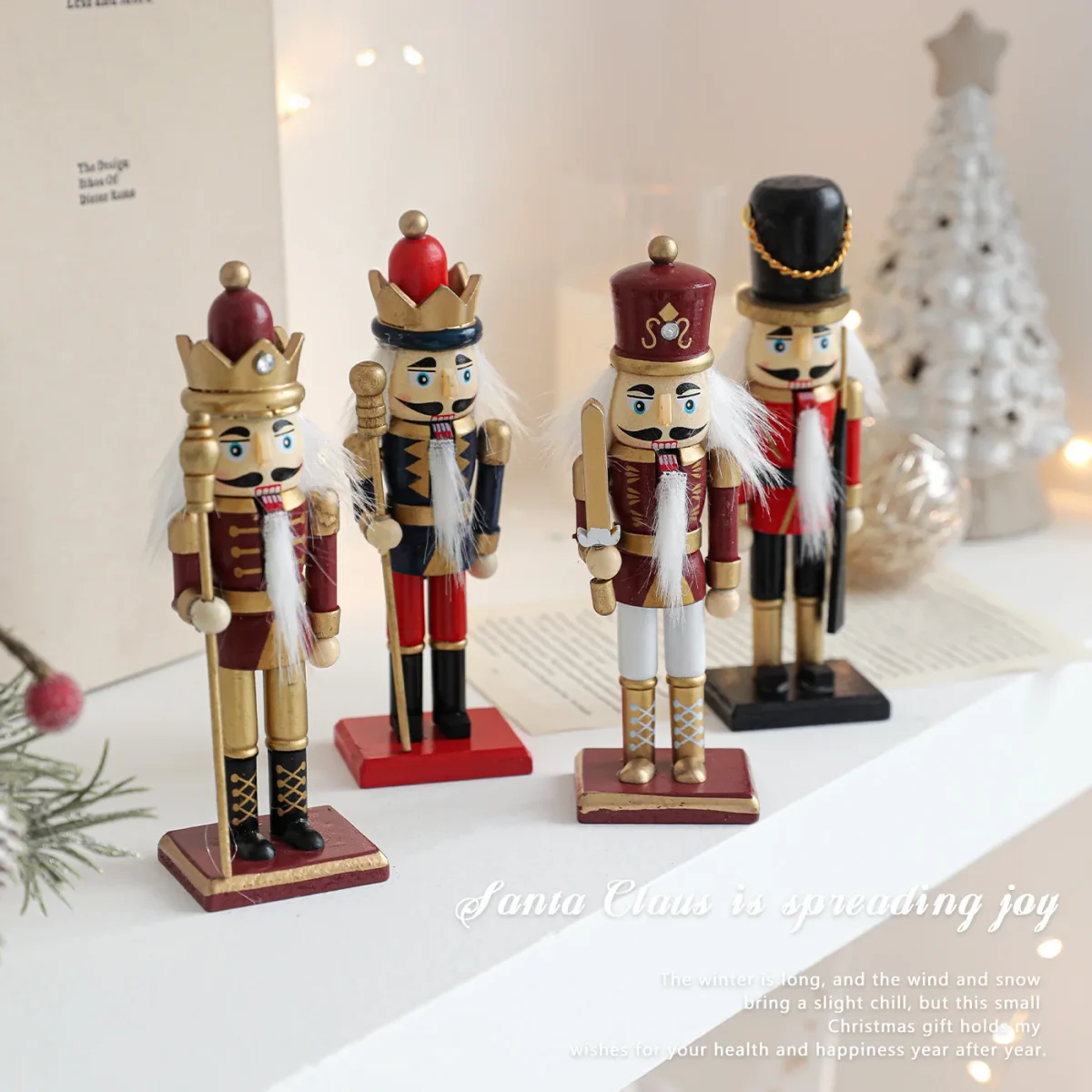 Wholesale Wooden Nutcracker Soldier Figurine Christmas Tabletop Decor Home Decoration Craft Gift - Image 2