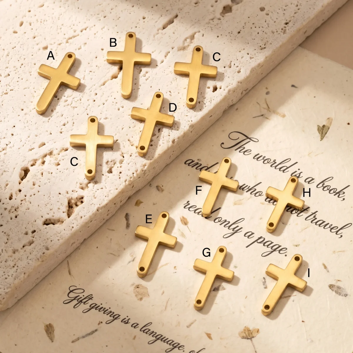Wholesale Stainless Steel Gold Plated Cross Pendant Charm DIY Bracelet Necklace Jewelry Accessories - Image 4