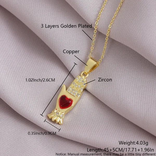 Wholesale Zinc Alloy Rhinestone Love Heart Pendant Necklace Gold Plated Fashion Jewelry