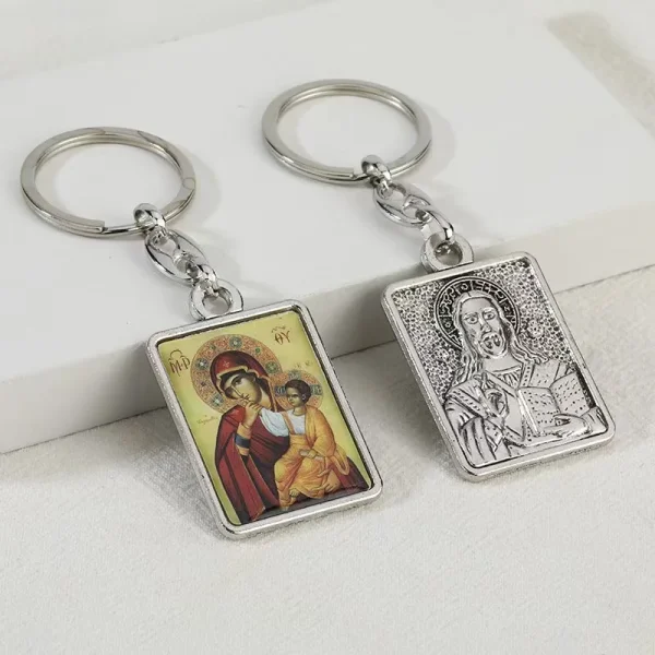 Retro Electroplating Keychain Accessories Metal Embossed Epoxy Creative Russia Design Religious Pendant Accessories Whol