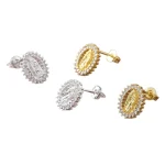 Wholesale Copper Gold Plated Oval Character Avatar Zircon Stud Earrings Retro Geometric Jewelry - Image 5