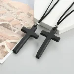 Vintage Handmade Double-Layer Wooden Cross Pendant Unisex Long Style Necklace Couples Bamboo Sweater Chain Car Hanging Ornament - Image 3