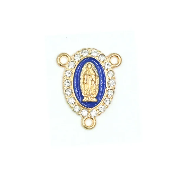 Hot-Selling Three-Way Religious Bracelet Necklace Center Piece Virgin Mary Colorful Inlaid Oval Holiday Gift Alloy Jewel