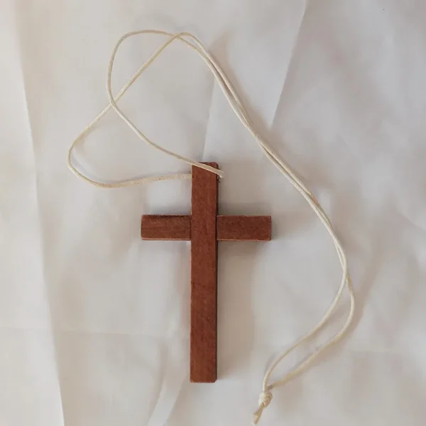 Vintage Handmade Double-Layer Wooden Cross Pendant Unisex Long Style Necklace Couples Bamboo Sweater Chain Car Hanging O