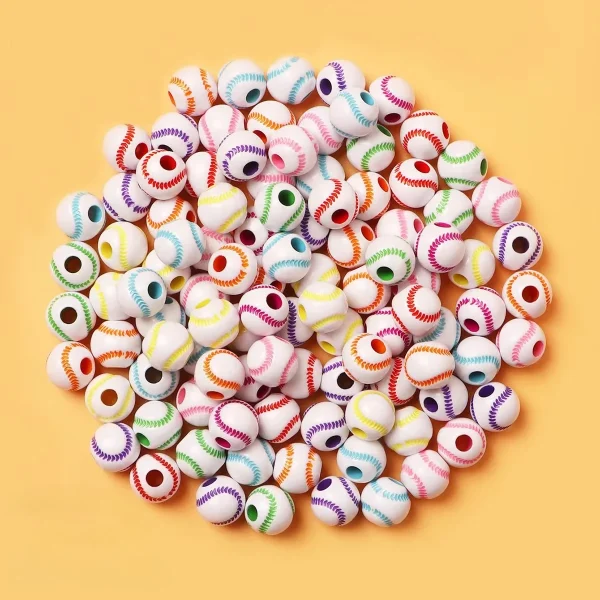 Wholesale Acrylic Sports Ball Beads DIY Jewelry Making Bracelet Necklace Craft Supplies