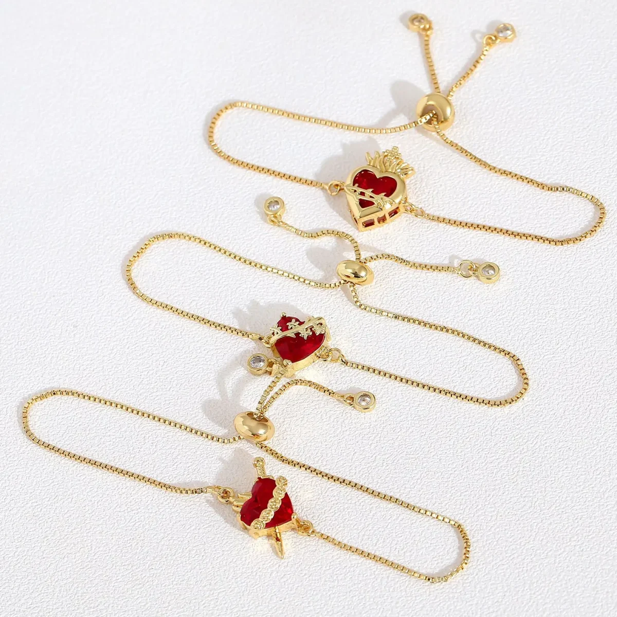 Wholesale Zinc Alloy Rhinestone Pendant Charm Bracelet Sweet Heart Cross Crown Jewelry Accessories - Image 2