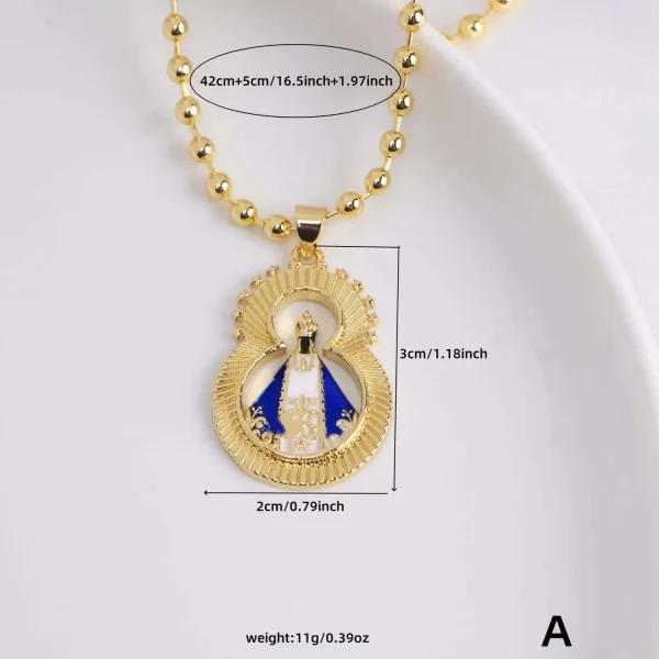 Wholesale 18K Gold Plated Zinc Alloy Rhinestone Crown Pendant Necklace Religious Pearl Jewelry Christmas Gift