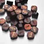 Wholesale Wood Carved Copper Inlay Pendant Charm Necklace DIY Rosary Accessories