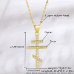 Wholesale Copper Gold Plated Orthodox Cross Pendant Necklace Men Zircon Collarbone Chain Jewelry - Image 6