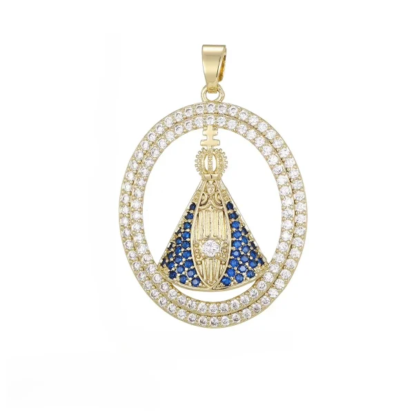 Wholesale Zinc Alloy Rhinestone Virgin Mary Pendant Charm Necklace DIY Jewelry Accessories Unisex