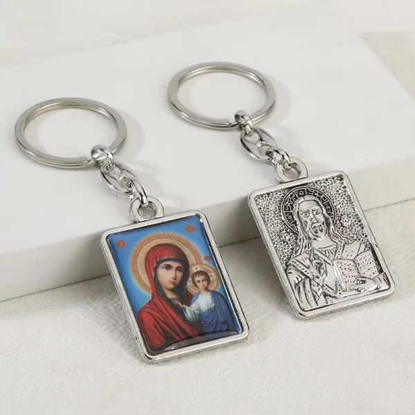 Retro Electroplating Keychain Accessories Metal Embossed Epoxy Creative Russia Design Religious Pendant Accessories Whol