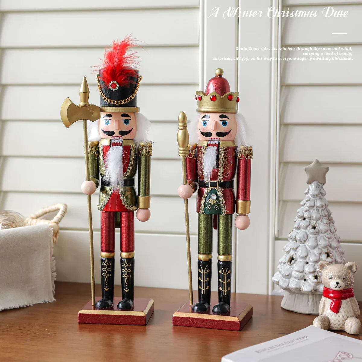 Wholesale Wooden Nutcracker Soldier Figurine Christmas Tabletop Decor Home Decoration Craft Gift - Image 4