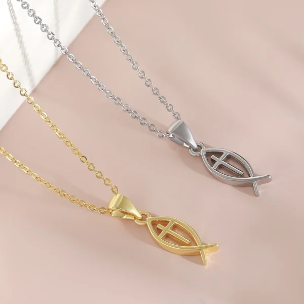 Wholesale Zinc Alloy Gold Plated Fish Pendant Necklace DIY Jewelry Accessories Unisex