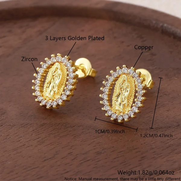 Wholesale Copper Gold Plated Oval Character Avatar Zircon Stud Earrings Retro Geometric Jewelry