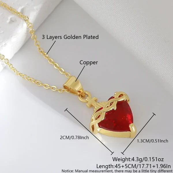 Wholesale Zinc Alloy Rhinestone Love Heart Pendant Necklace Gold Plated Fashion Jewelry