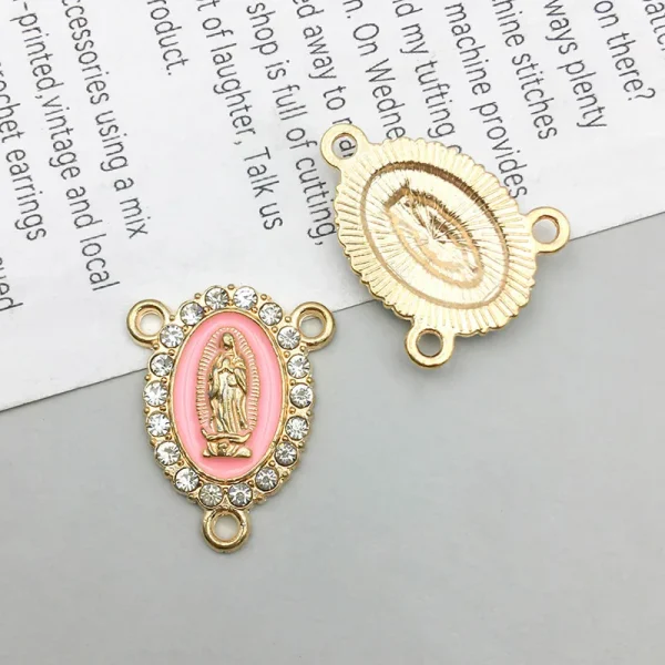 Wholesale Zinc Alloy Rhinestone Pendant Charm 3 Hole DIY Jewelry Accessories Gold Color
