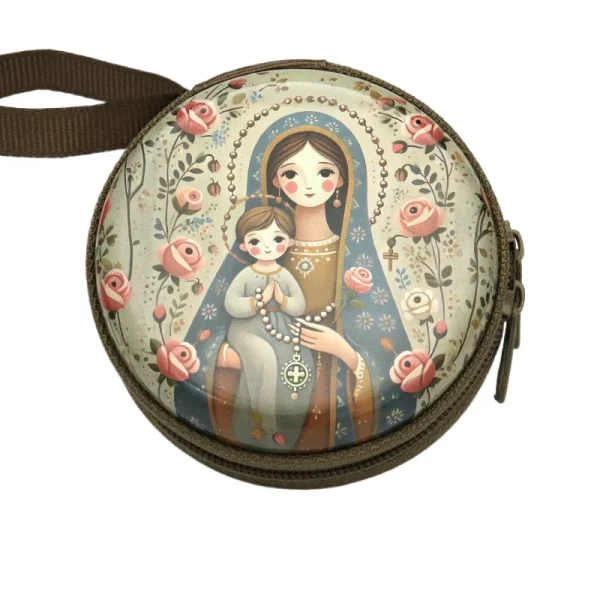 Catholic Rosary Pouch, Storage Bag Zipper case Jewelry Packaging Pendant Coin Storage Pouch Party Gift Cartoon Backpack