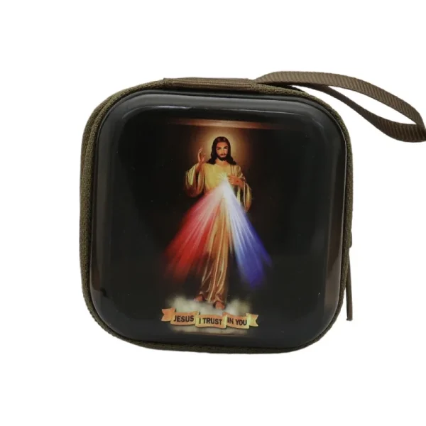 Catholic Rosary Box Pendant BoxCoin Purse Packaging Tin BoxStorage Case, Zipper Bag Luggage Charm