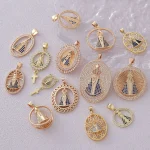 Wholesale Vintage Religious Virgin Mary Pendant Necklace 18K Gold Plated DIY Jewelry Accessories - Image 4