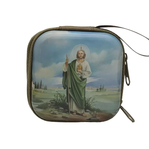 Catholic Rosary Box Pendant BoxCoin Purse Packaging Tin BoxStorage Case, Zipper Bag Luggage Charm