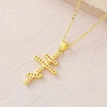 Wholesale Copper Gold Plated Orthodox Cross Pendant Necklace Men Zircon Collarbone Chain Jewelry - Image 3