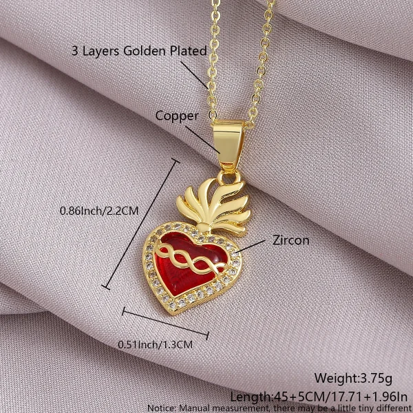 Wholesale Zinc Alloy Rhinestone Love Heart Pendant Necklace Gold Plated Fashion Jewelry