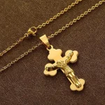 Cross Jesus Crucifixion 18K Gold Plated Waterproof Non Tarnish Stainless Steel Pendant Fashion Jewelry Necklaces Male Man Mens - Image 3