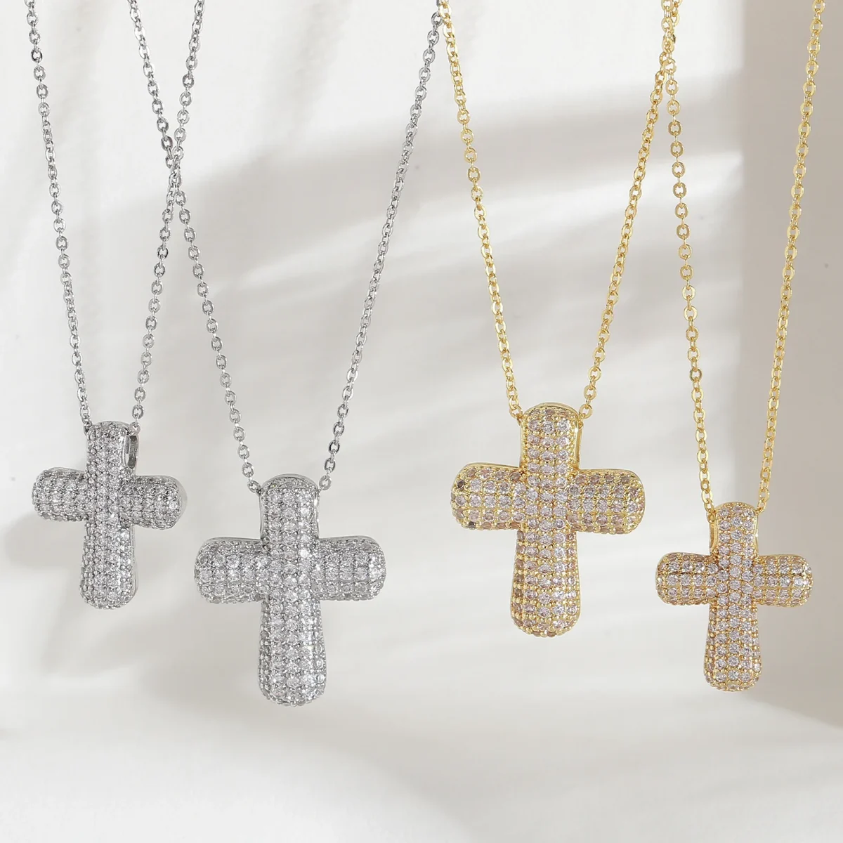 Wholesale Zinc Alloy Rhinestone Cross Pendant Necklace DIY Jewelry Accessories Eco Friendly - Image 2